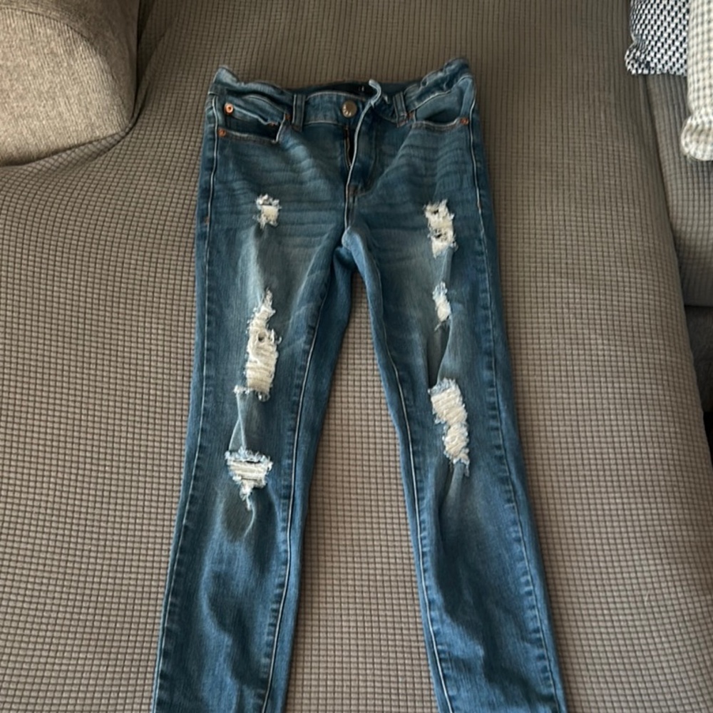 Distressed High rise Blue Jeans